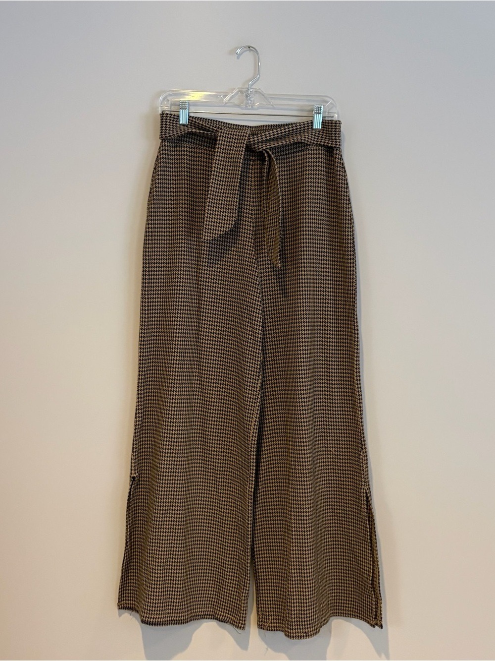 Cartonnier Anthropologie Houndstooth Wide Leg Belted Pant Size S